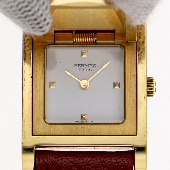 HERMES ME1.201 Medor white leather/GF QZ - Picture 1 of 7